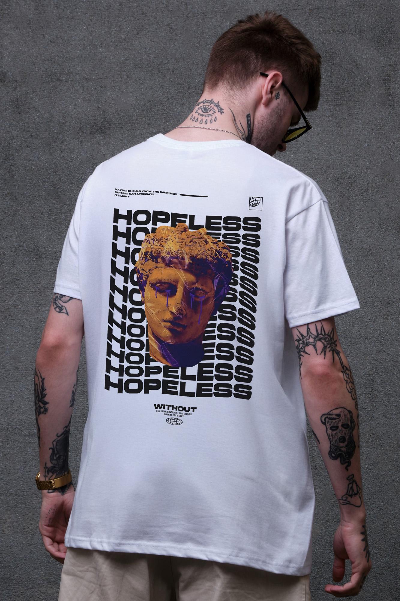 Футболка чоловіча Without Hopeless з принтом оверсайз 2XL/3XL White (2XL8049484) Футболка чоловіча Without Hopeless з принтом оверсайз 2XL/3XL White (2XL8049484)