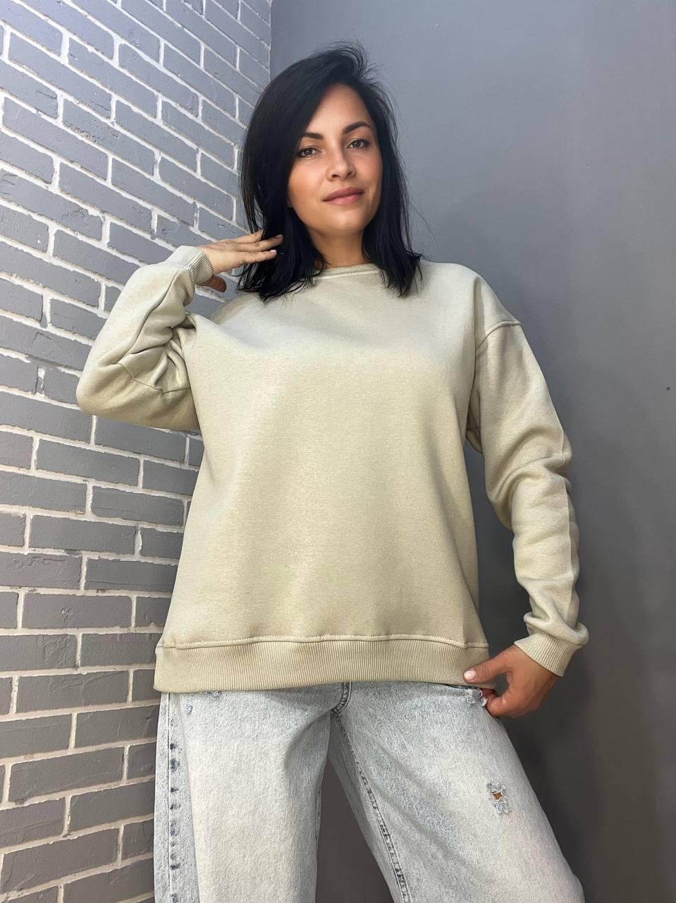 Свитшот женский PEPPER MINT 24-14 базовый простой удлиненный оверсайз M Темно-бежевый (944) - фото 9