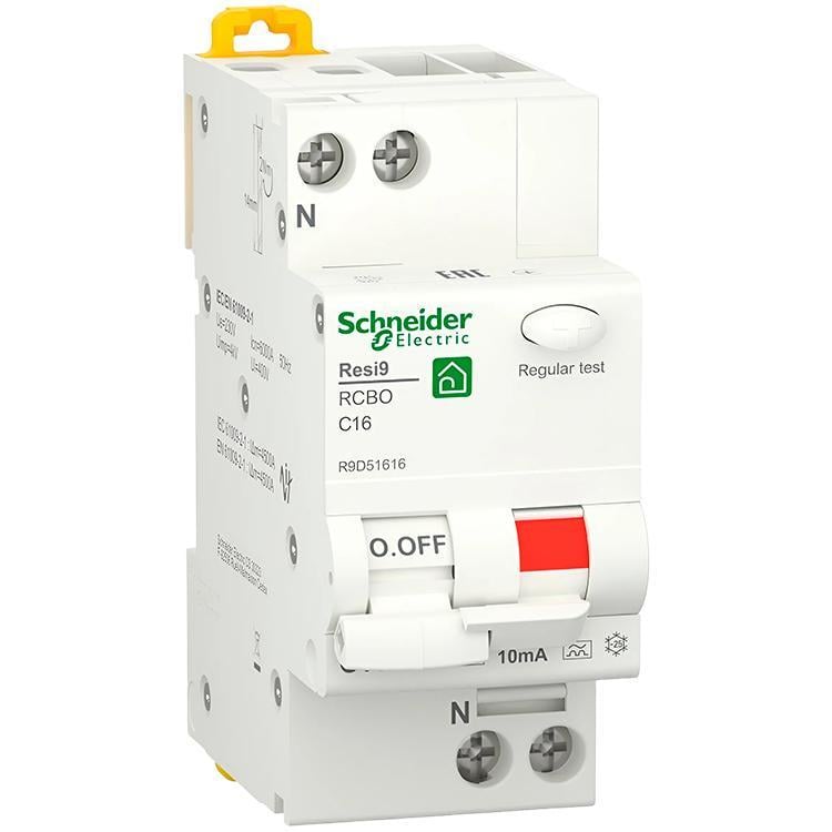 Автомат дифференциальный Schneider Electric Resi9 RCBO 16A C 1P+N 10mA А 6kA (R9D51616)