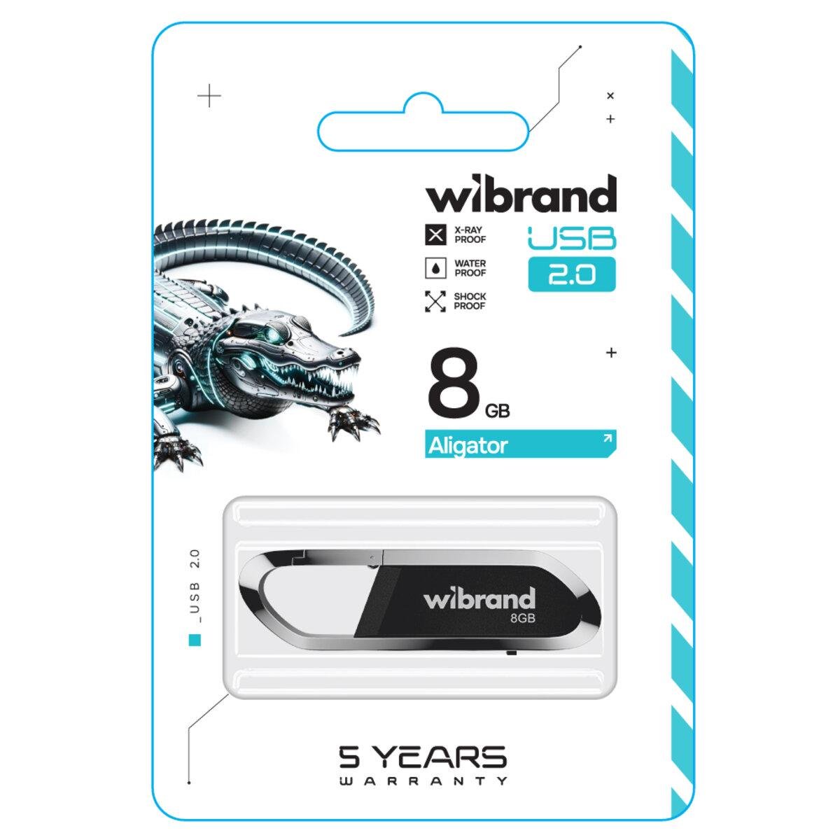 Флеш-пам'ять USB моноблок с карабином Wibrand WI2.0/AL8U7B USB 2.0 Aligator 8 Gb Black (601811) - фото 2