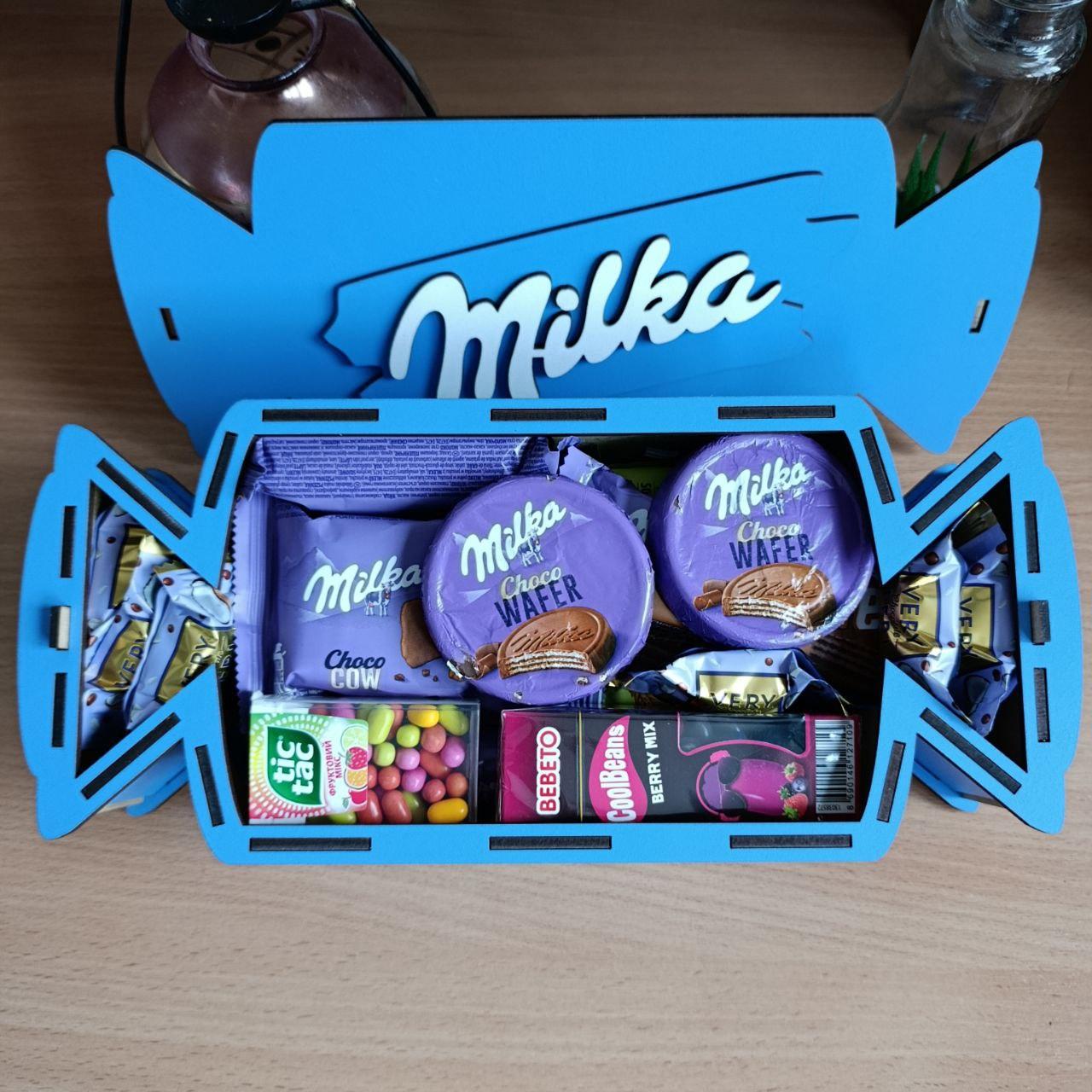 Бокс милка с конфетами для девушки/ребенка на день рождения/новый год/рождество/день влюбленных (ar292)