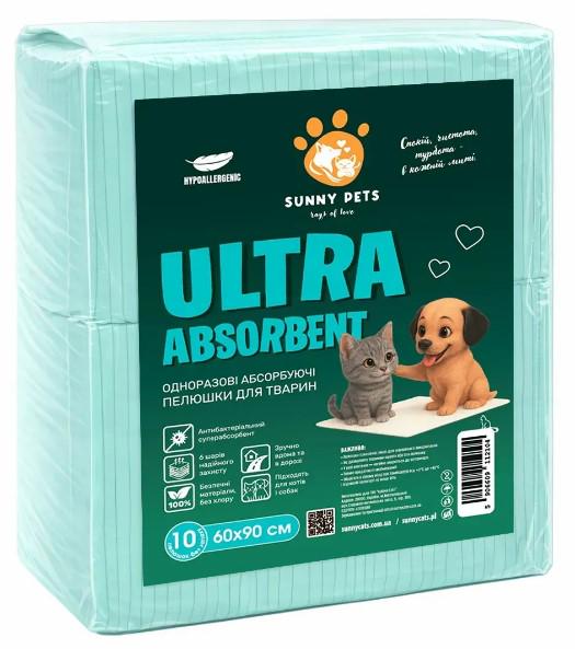 Пелюшки для тварин SunnyPets Ultra Absorbent 60х90 см 10 шт. (00-00036208)