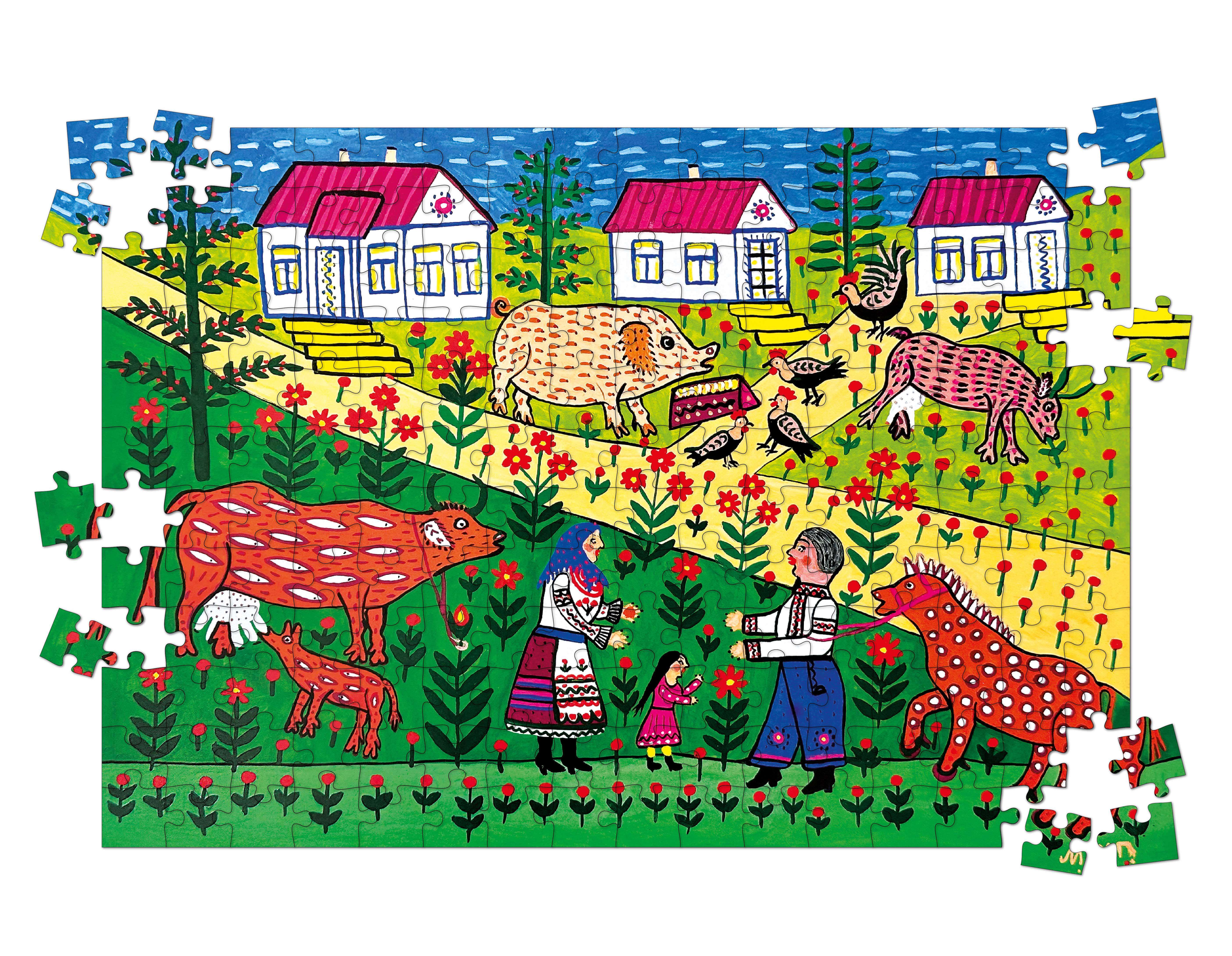 Пазл деревʼяний Сонце низенько трактор близенько Марія Примаченко 192 елемента (26857137)