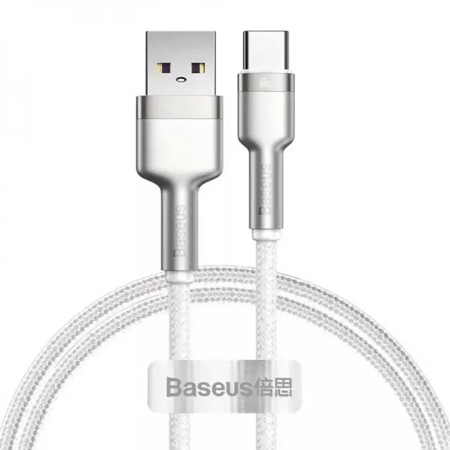 Кабель BASEUS Cafule Series Metal Cable USB to Type-C CAKF000102 66W 1 м White