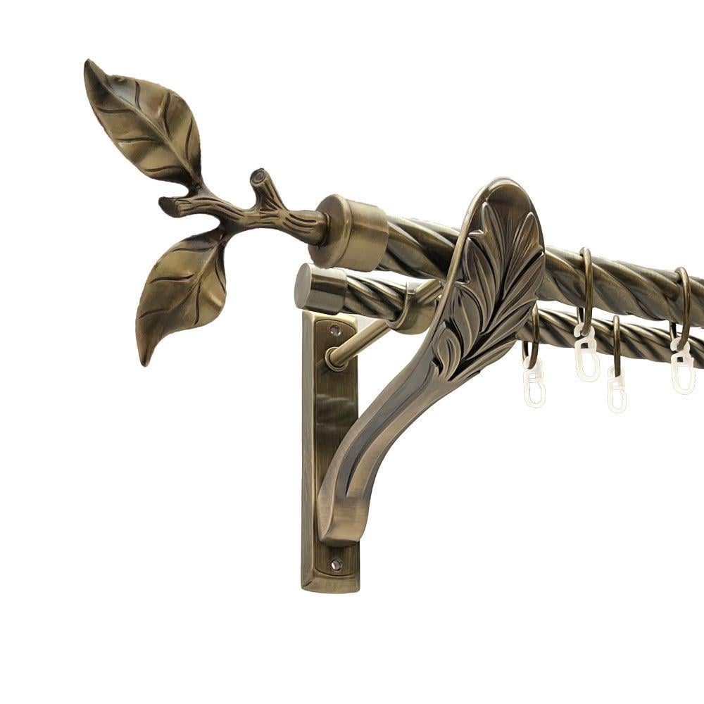 Карниз Orvit Листок Троянди металевий дворядний ретро скручена труба кільце металеве 25/19 мм 160 см Антик (00-00016430)