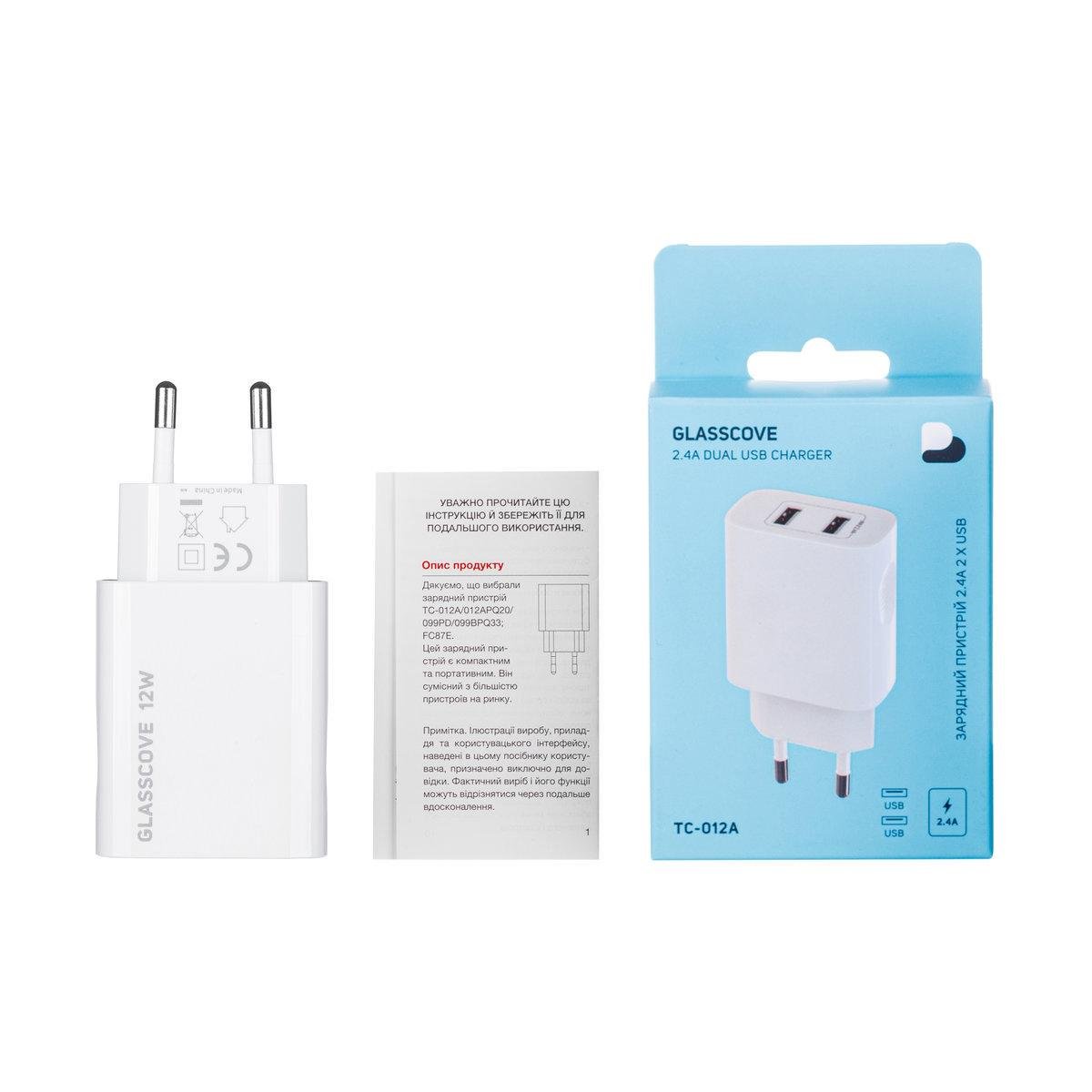 Зарядний пристрій Glasscove TC-012A 2,4 A 12 W 2xUSB White (3_00662) - фото 5