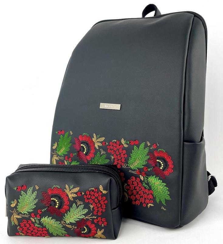 Рюкзак жіночий з косметичкою Alba Soboni N24052 Чорний