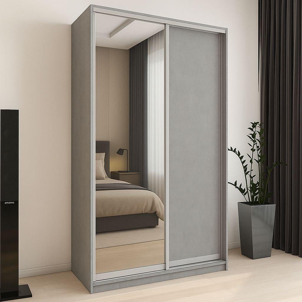 Шкаф купе Мириам с зеркалом ДСП 1200x2400x600 мм Бетон (20732) Шкаф купе Мириам с зеркалом ДСП 1200x2400x600 мм Бетон (20732)