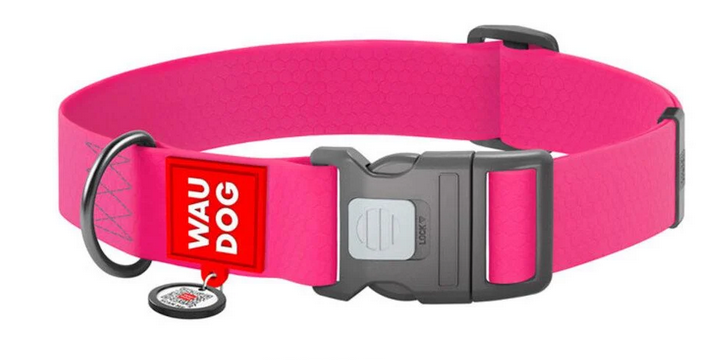 Ошейник для собак водостойкий WAUDOG Waterproof c QR паспортом пластиковый фастекс XXL Ш 40 мм Дл 46-70 см розовый (Collar25117)