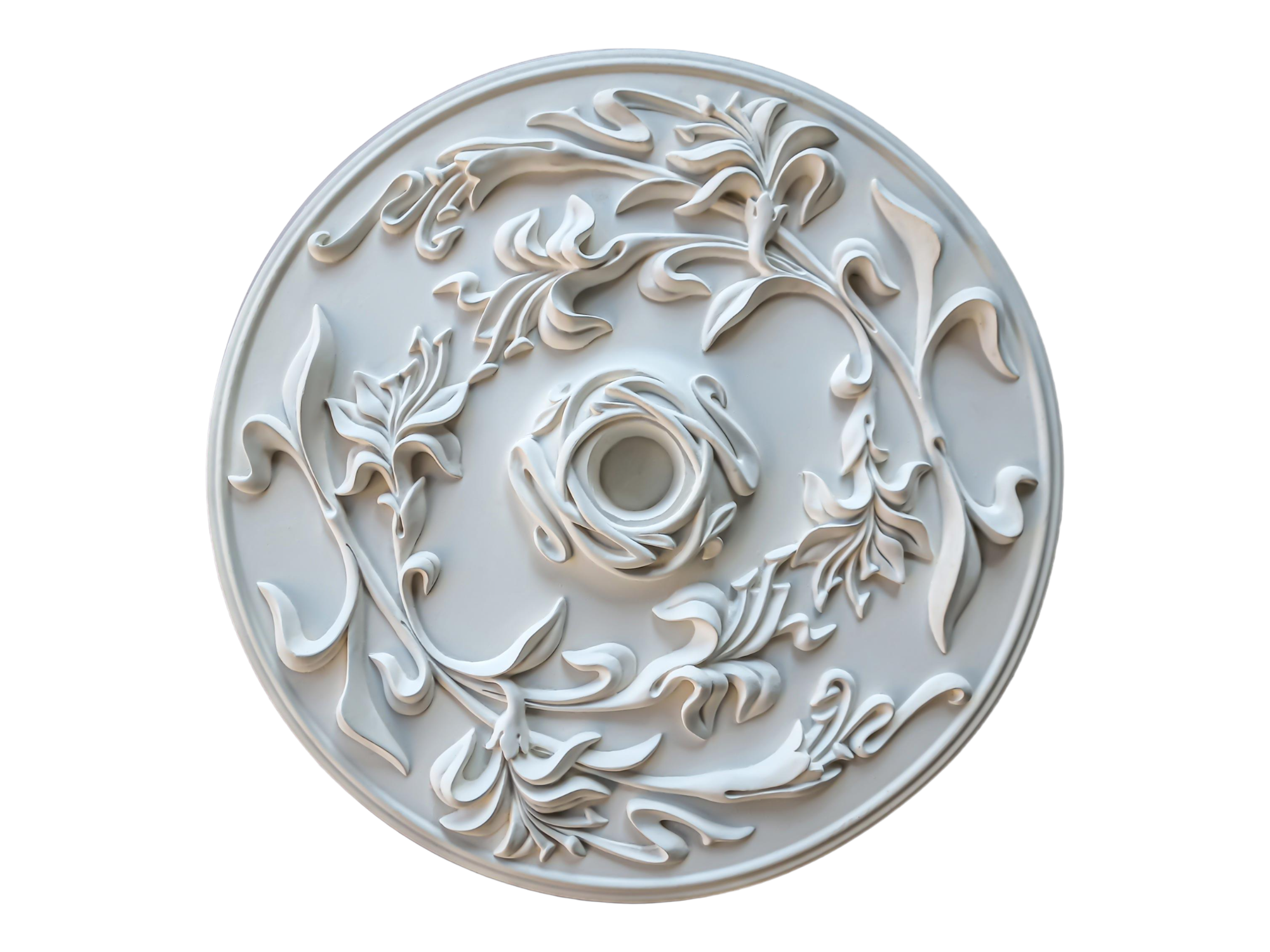 Розетка потолочная ErmitageDecor P-110 модерн круглая с растительным орнаментом гипс ⌀ 400 мм