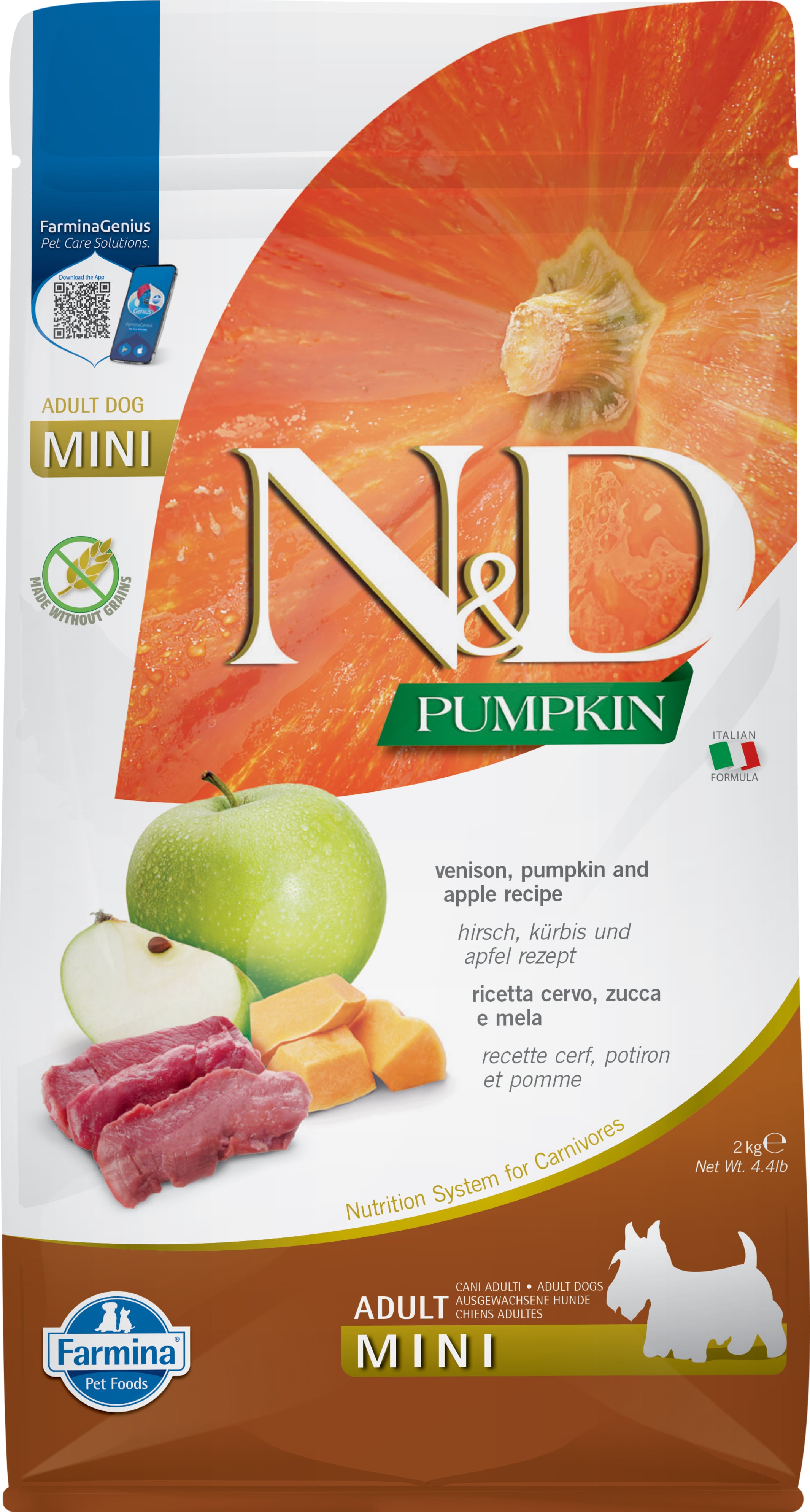 Корм для собак Farmina N&D Grain Free PUMPKIN DOG VENISON&APPLE MINI 2 кг (190289)