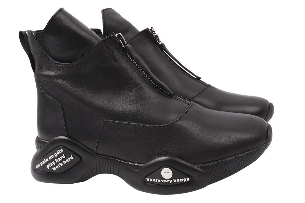 Ботинки женские Molly Bessa из кожи на платформе высокие р. 37 Черный (245-21ZHS)