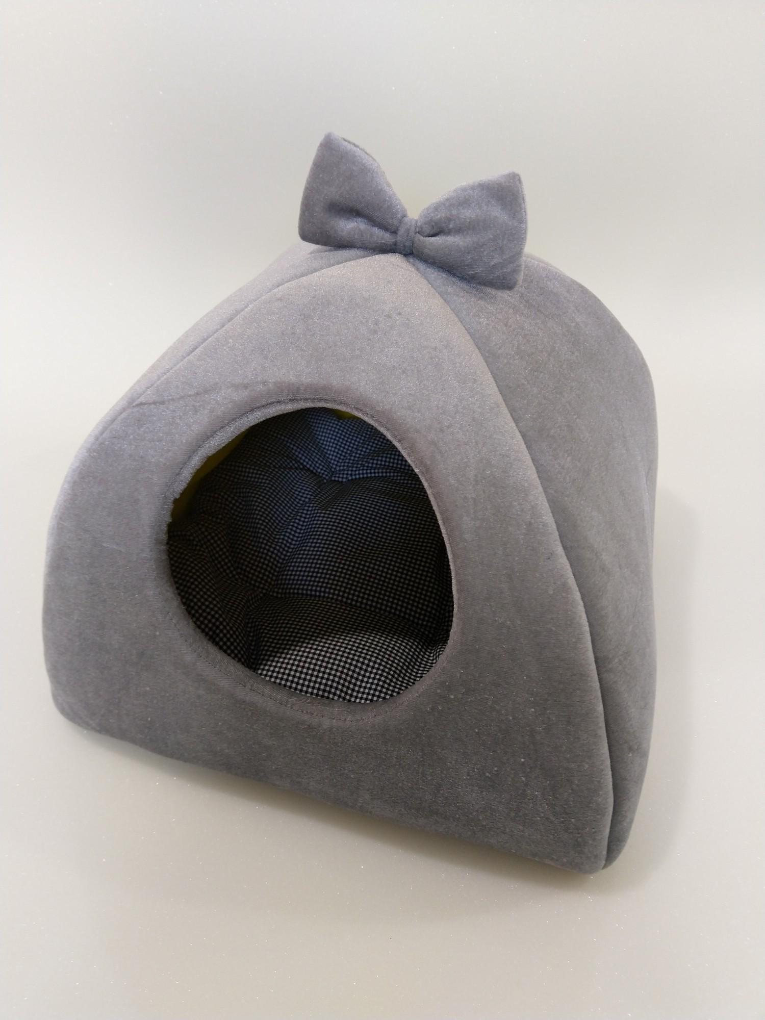 Будиночок-лежак для собак і кішок Luch home з подушкою 40х40х35 см Світло-сірий (26881543)