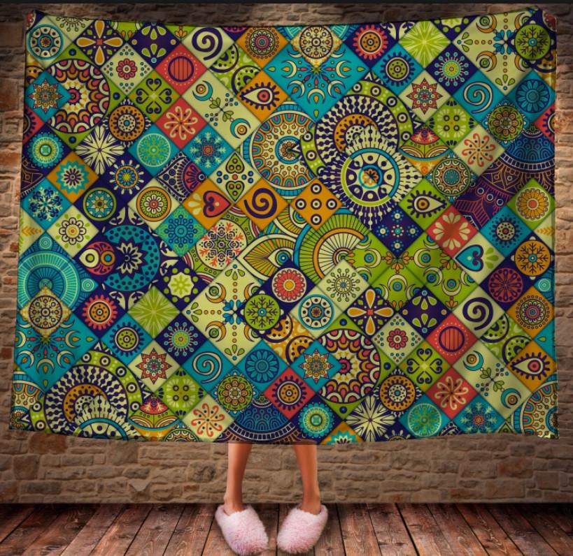 Плед з 3D принтом Печворк етностиль 150x200 см (epi_1661)