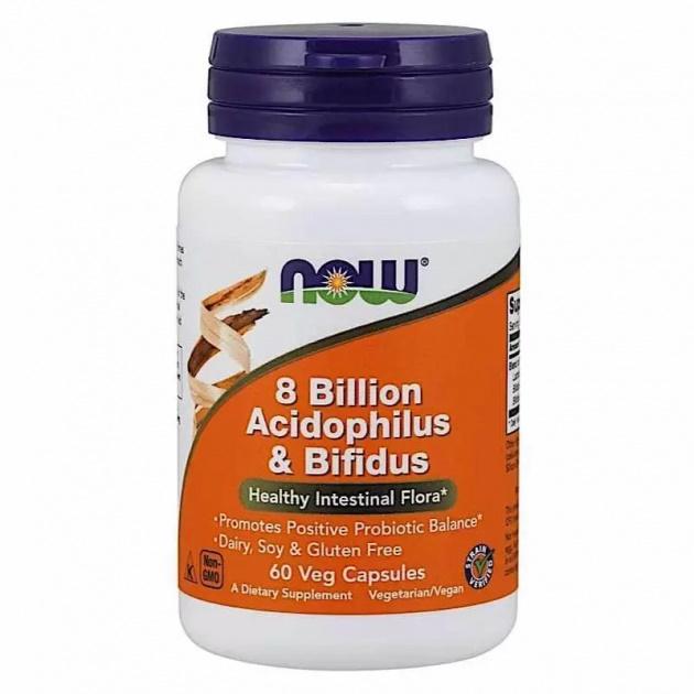 Пробиотик NOW Foods Acidophilus & Bifidus 8 billion 60 Veg Caps