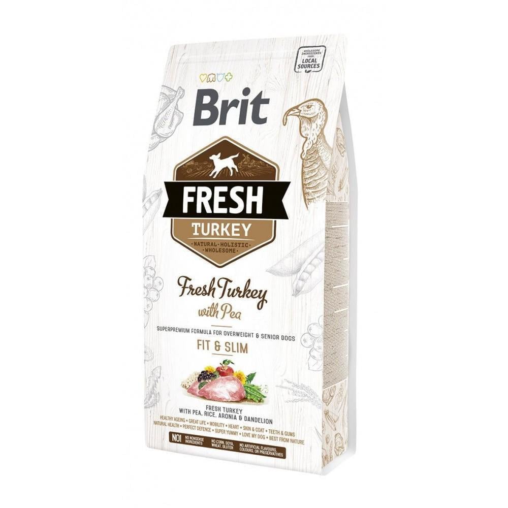 Корм сухий для дорослих собак Brit Fresh із зайвою вагою індичка та горох 2,5 кг (170996/530809)