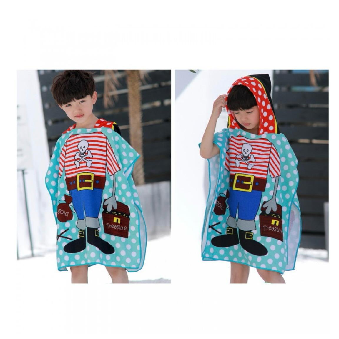 Пончо-рушник дитячий з малюнком з капюшоном мікрофібра 60x60 см Блакитний (пончо-8) - фото 4