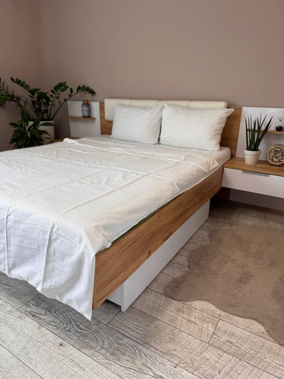 Комплект постельного белья хлопковый сатиновая текстура 2 наволочки 70х70 см 2 пододеяльника семейный Белый (2345490361)