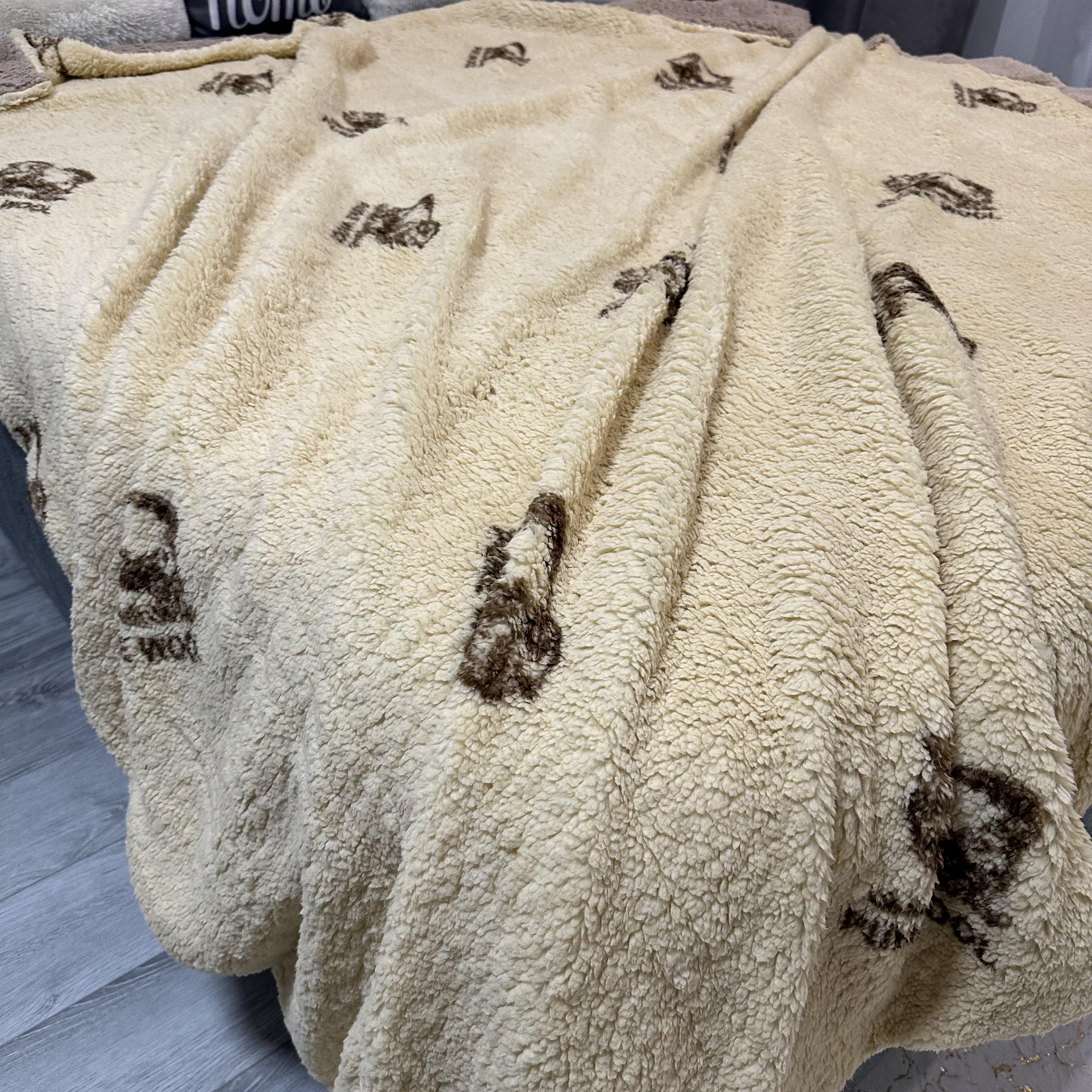 Плед-покрывало двустороннее с рисунком 150х210 см Бежевый (PL-1.5-1) - фото 4