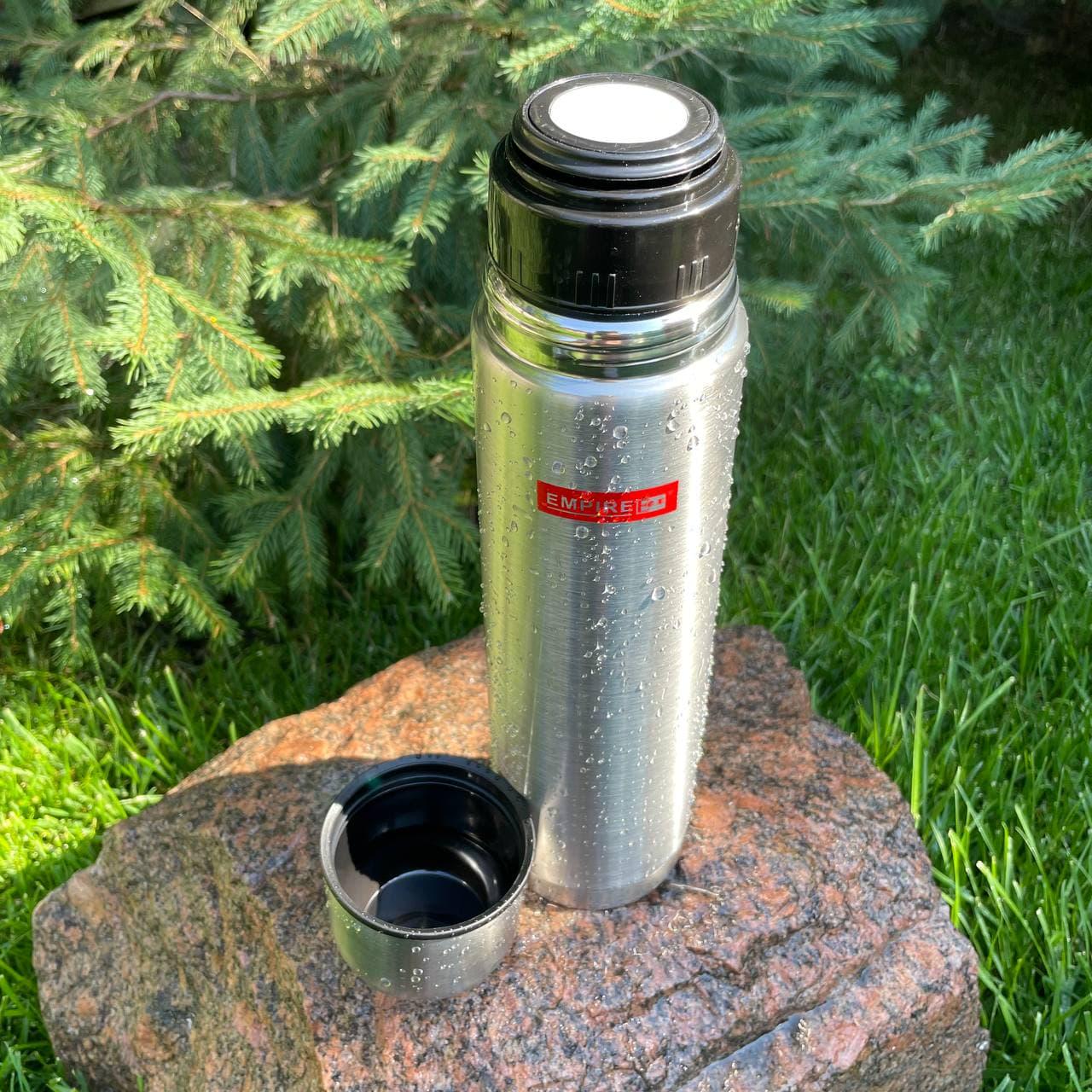 Термос туристический нержавеющая сталь круглый в чехле 1000 мл - фото 5