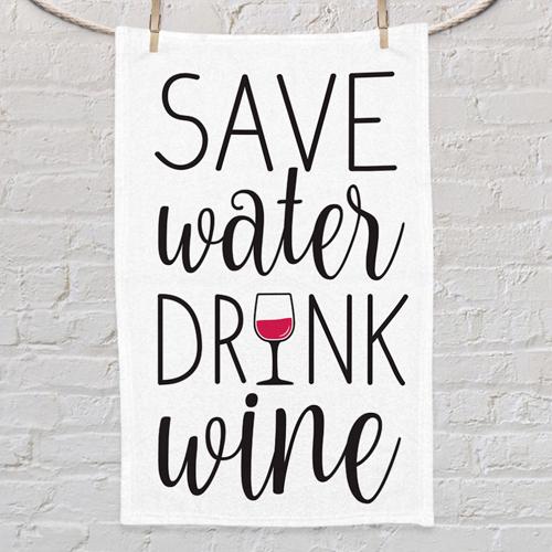 Полотенце с принтом Save water drink wine 80x50 см (PLM_21M013)