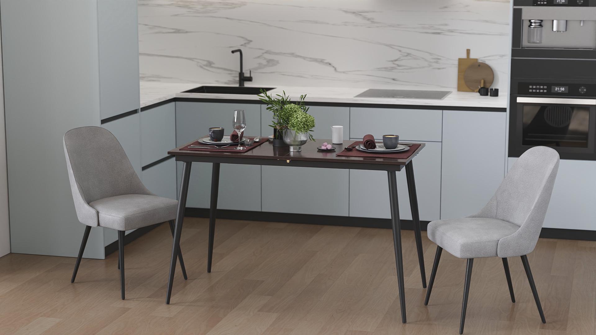 Обеденный стол раскладной Ferrum-decor Данди на конусных ногах металл/ДСП 16 мм 75x120/160x60 см Черный/Венге Магия (FRD-106771)