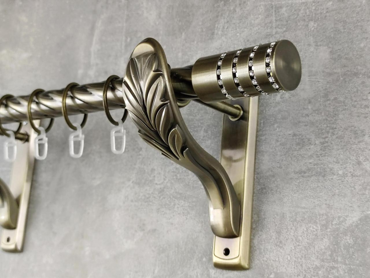 Карниз MStyle металлический для штор однорядный Барамелла 25 мм крученый 200 см Антик (5011043)