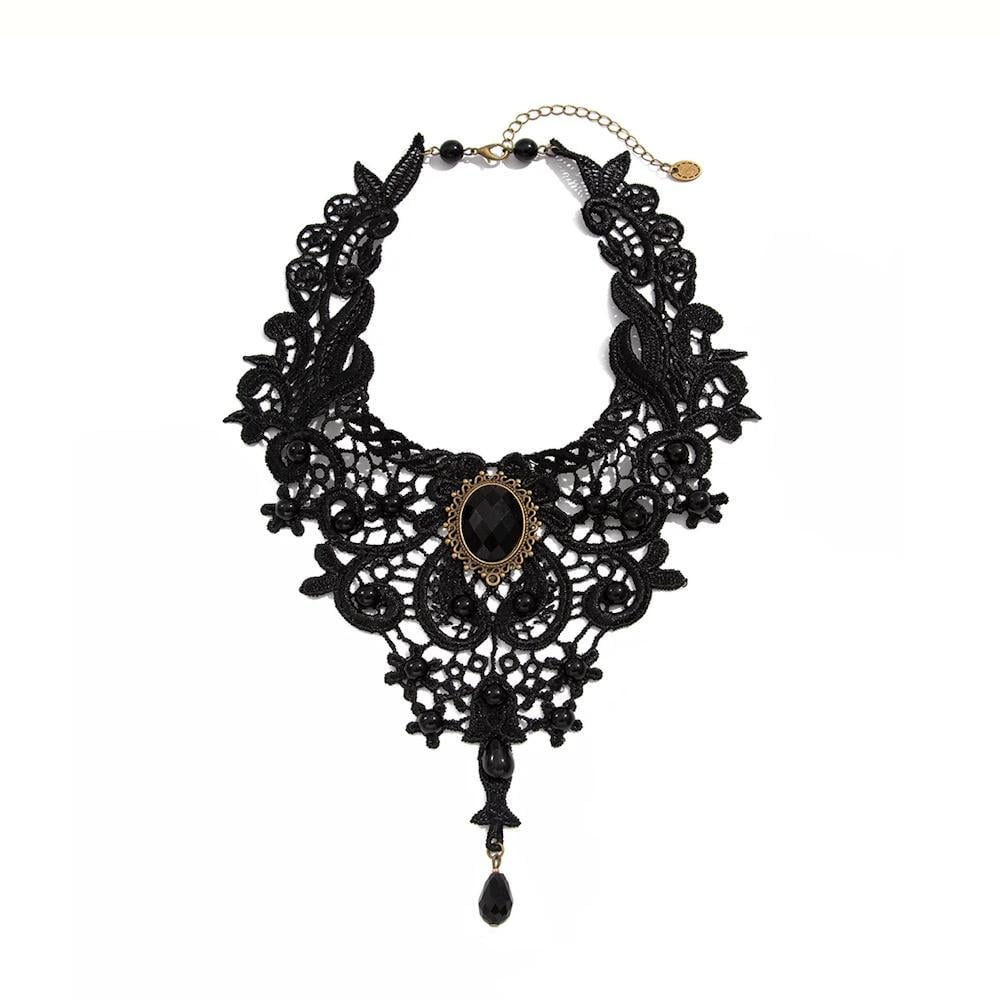 Кольє-чокер з брошкою і штучними перлами Чорний (3000004178)