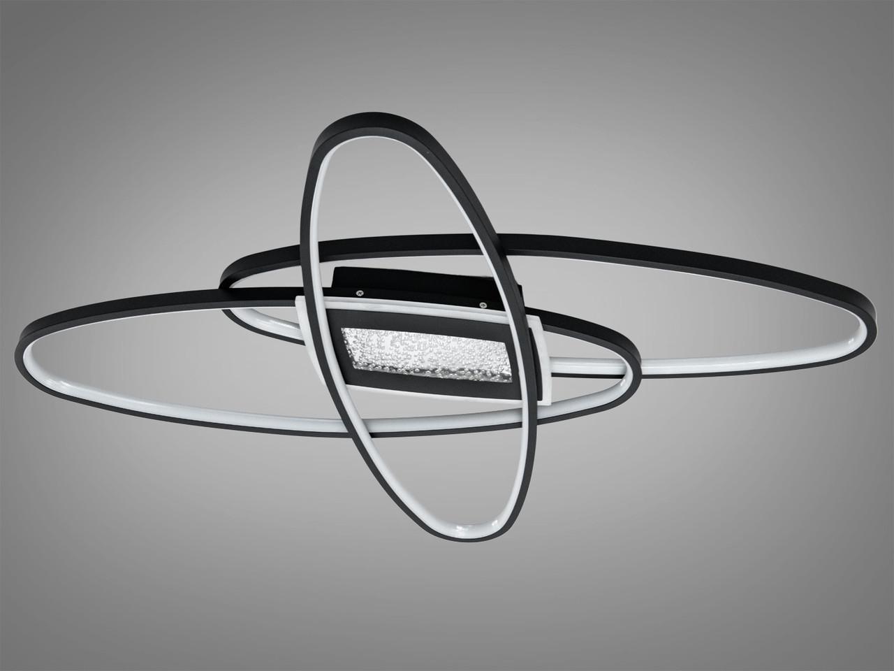 Люстра LED 2436BKDIM-LS для зала с пультом 116W на 18 м2 Черный (2556172822)