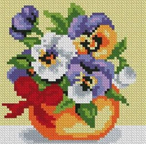 Алмазная мозаика Фиалки в горшке 15x15 см (DM.002)