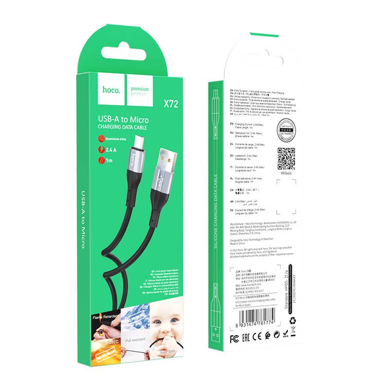 Кабель Hoco Micro USB Creator silicone charging data cablex72 1 м Черный - фото 6 Кабель Hoco Micro USB Creator silicone charging data cablex72 1 м Черный - фото 6