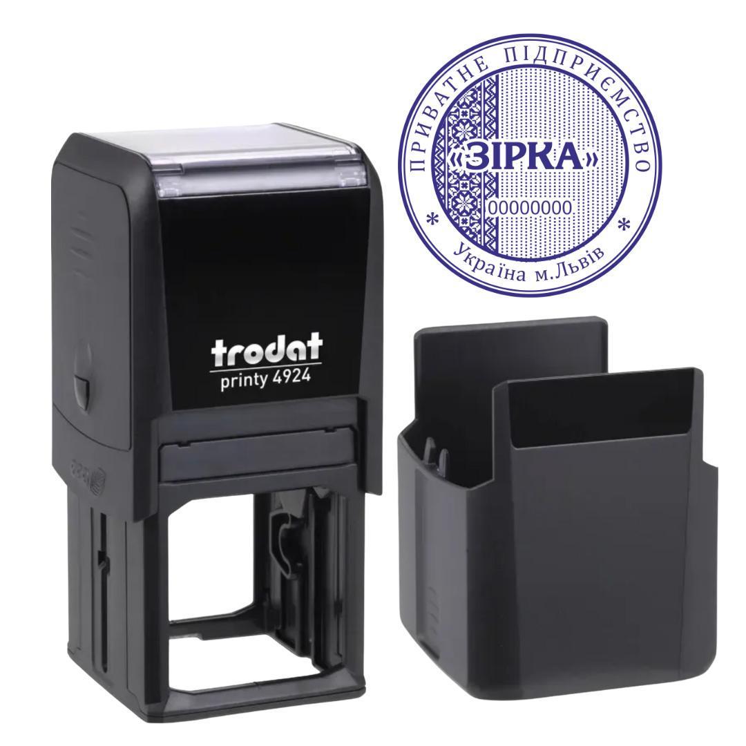 Печатка ТОВ на автоматичному оснащенні Trodat 4924 d 40 мм з ковпачком Чорний (ТОВ1/4924/B)