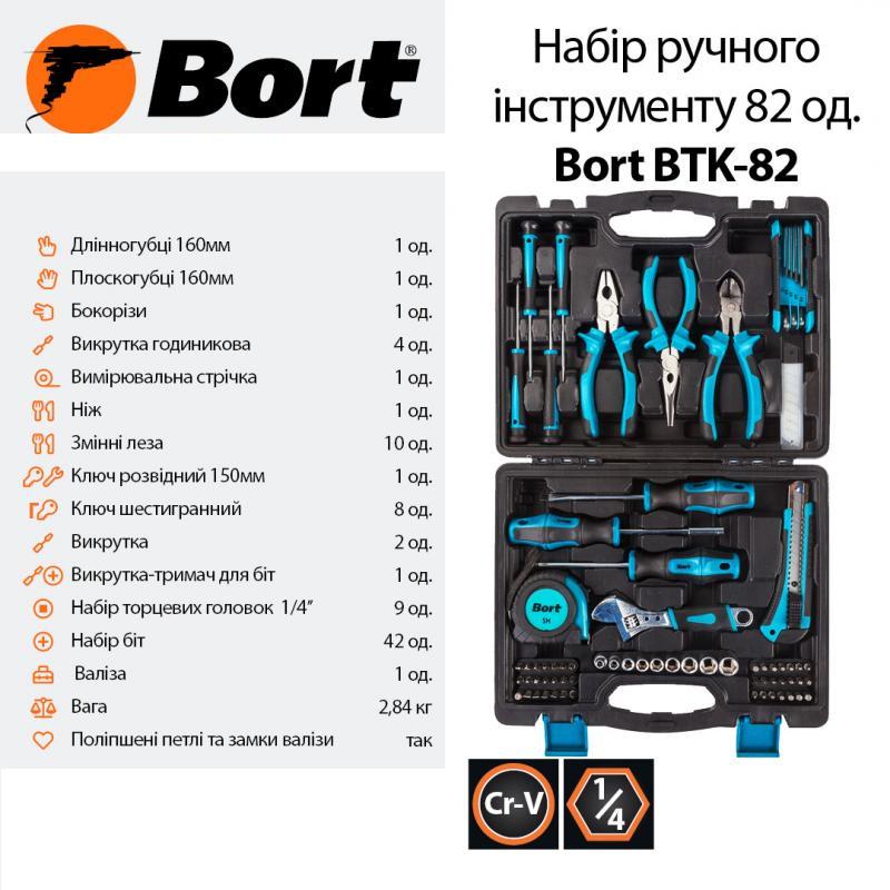 Набор ручного инструмента Bort BTK-82 82 пр. в кейсе - фото 10