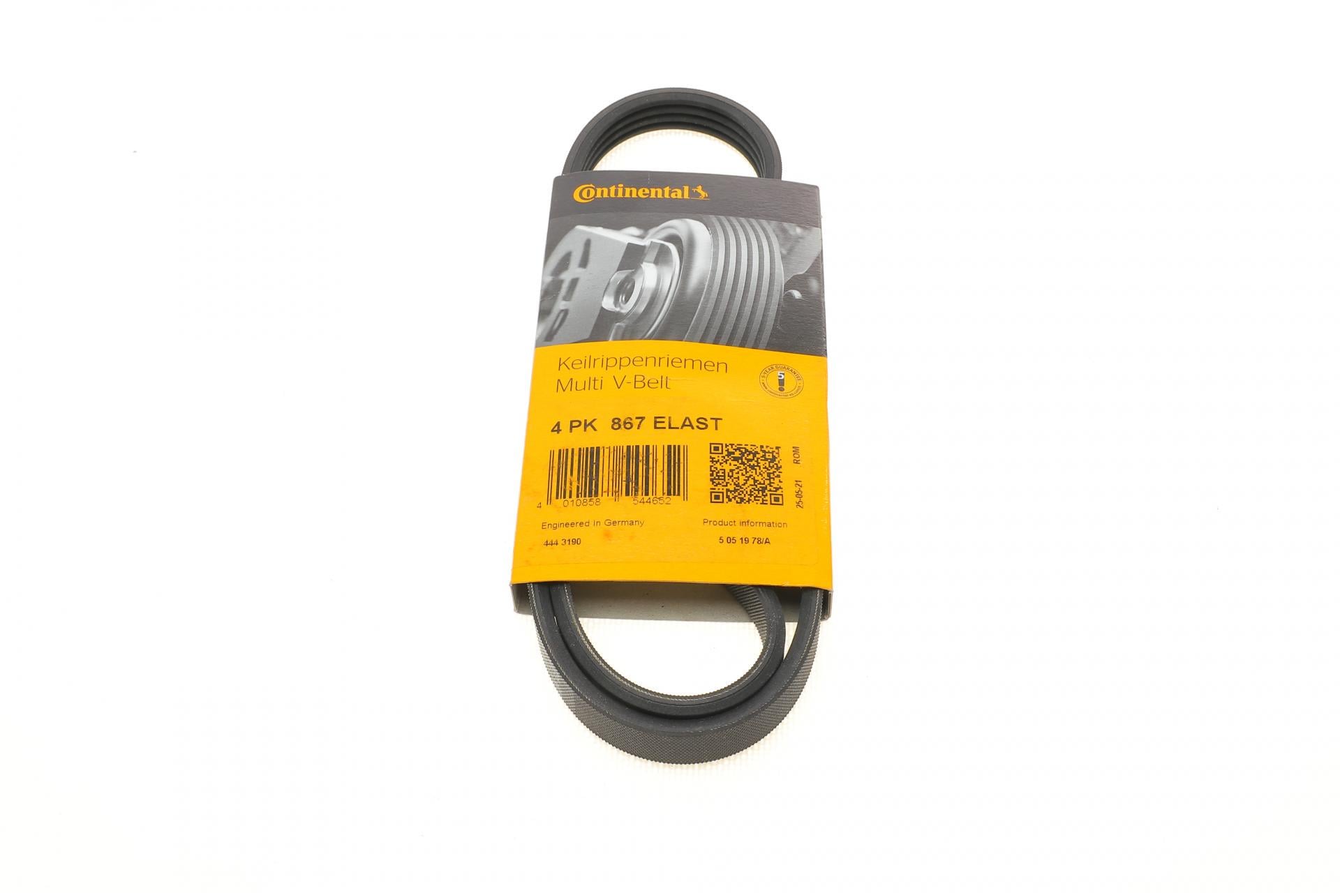 Ремень генератора Continental BMW 5 E60/X3 E83/X5 E70/X6 E71/E72 04-13 4PK867 ELAST