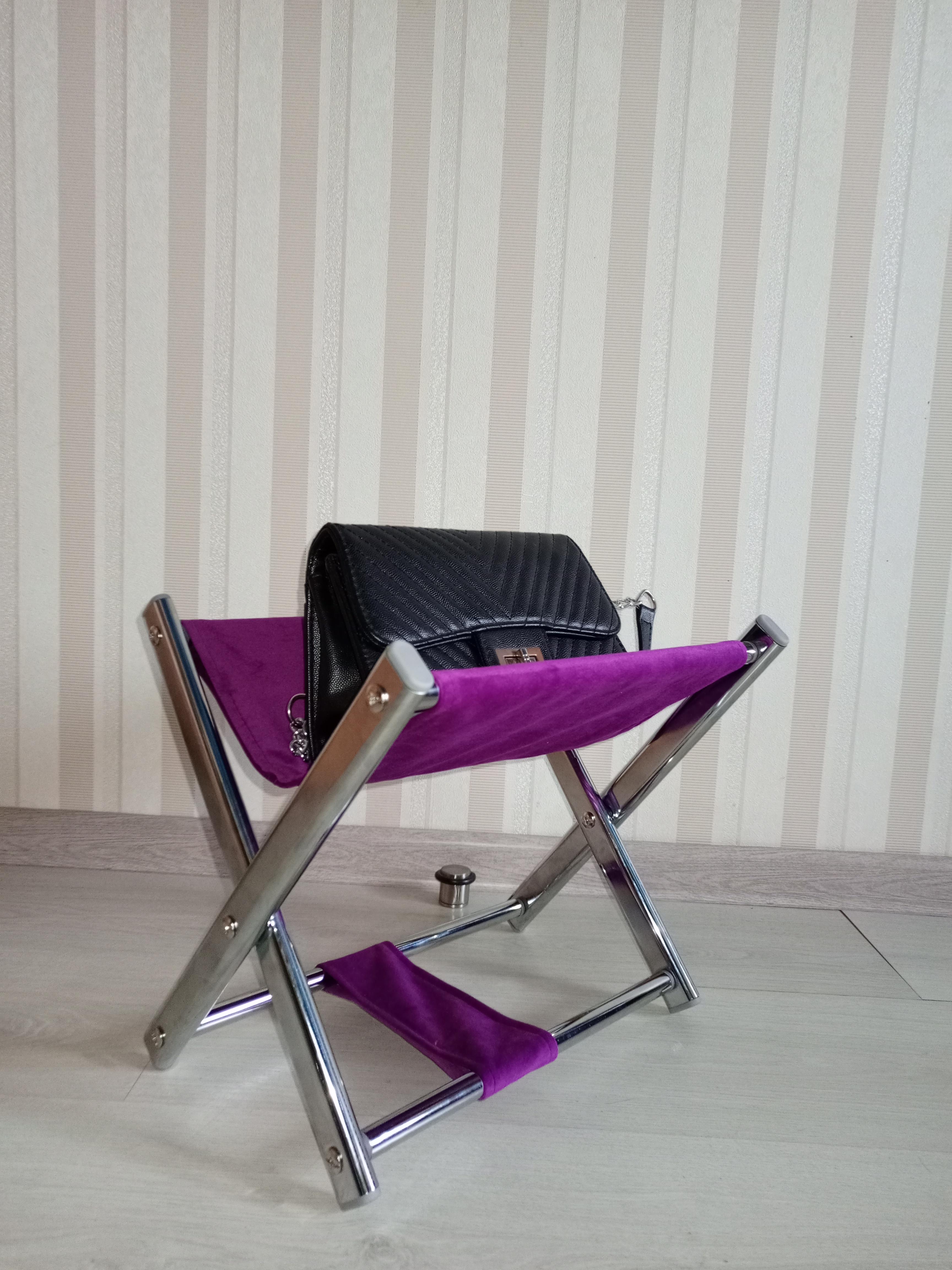 Подставка для сумки высота 31 см Малиновый/Хром - фото 6