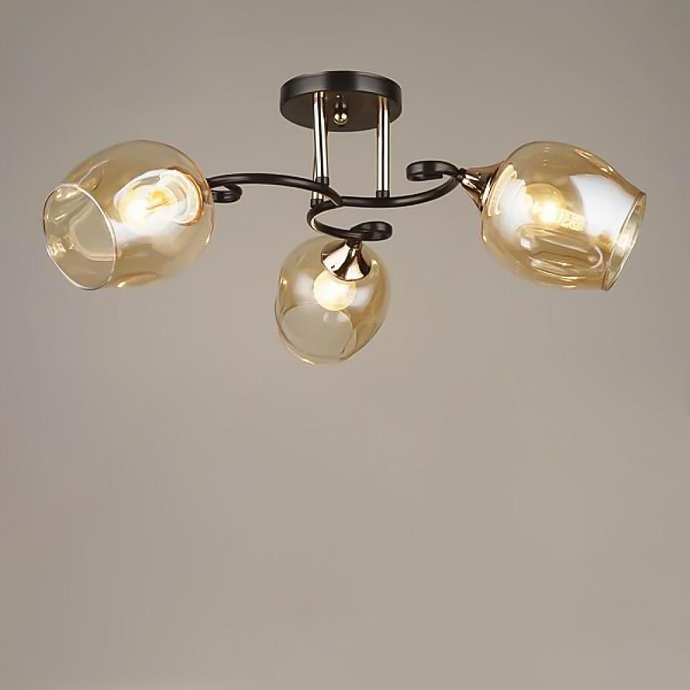 Люстра стельова Light House SRS-19224/3 Чорний/Золотий/Бурштиновий