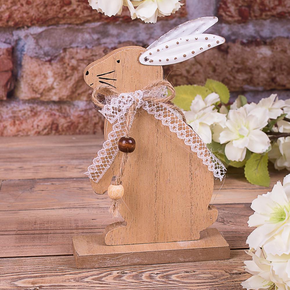 Статуэтка заяц деревянный с металлическими ушками (4122)