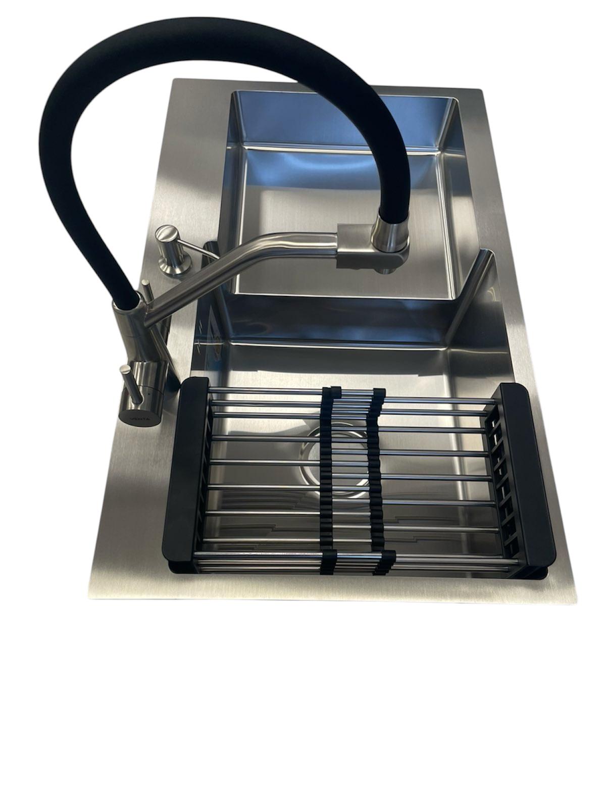 Мойка кухонная Kraft 7848 АL левая/смеситель для кухни с фильтром воды VENTA BK823AB Серый