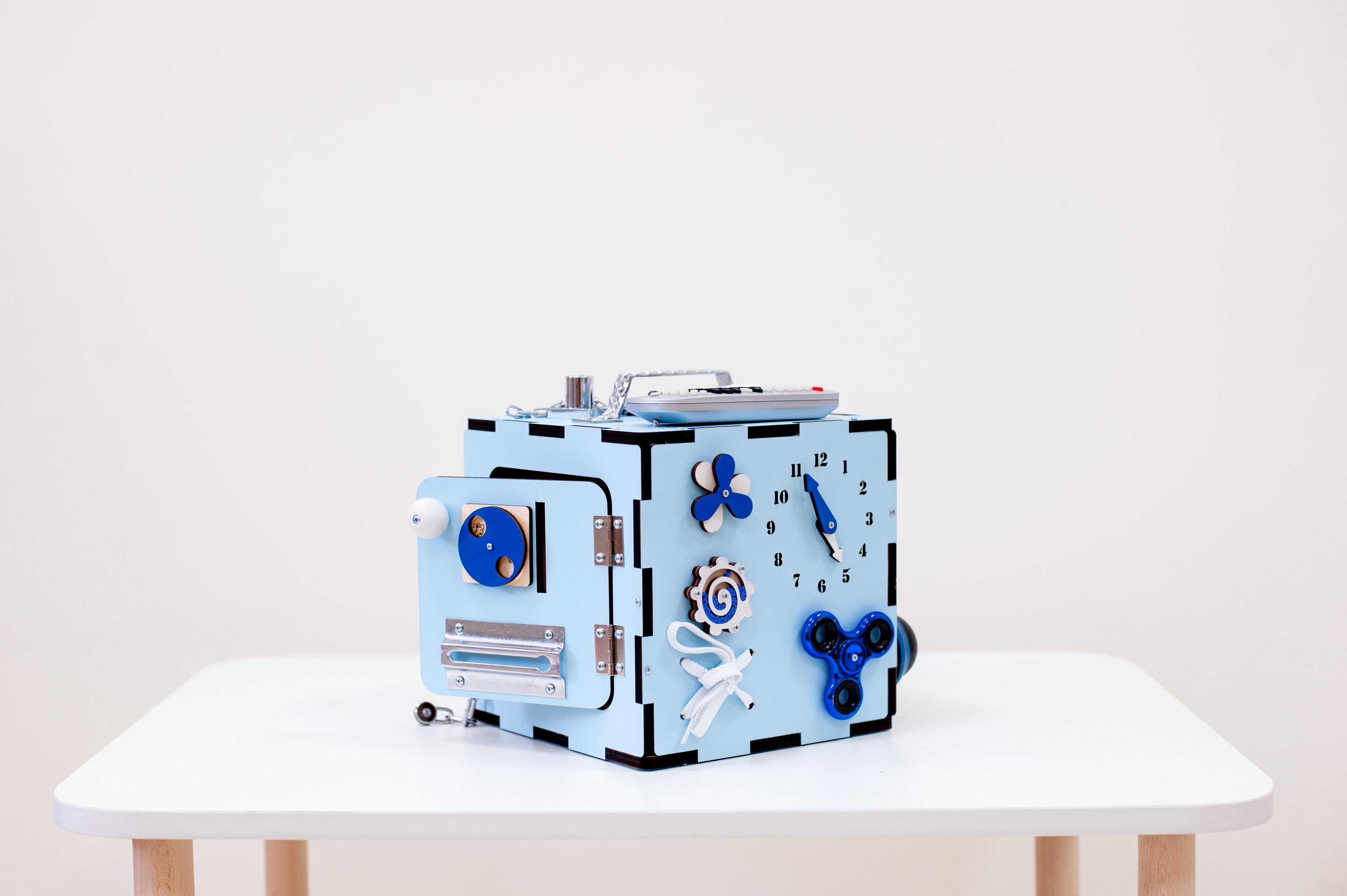 Бізікуб з дерева 25 ел. 20 см Синій (0004) - фото 4 Бізікуб з дерева 25 ел. 20 см Синій (0004) - фото 4