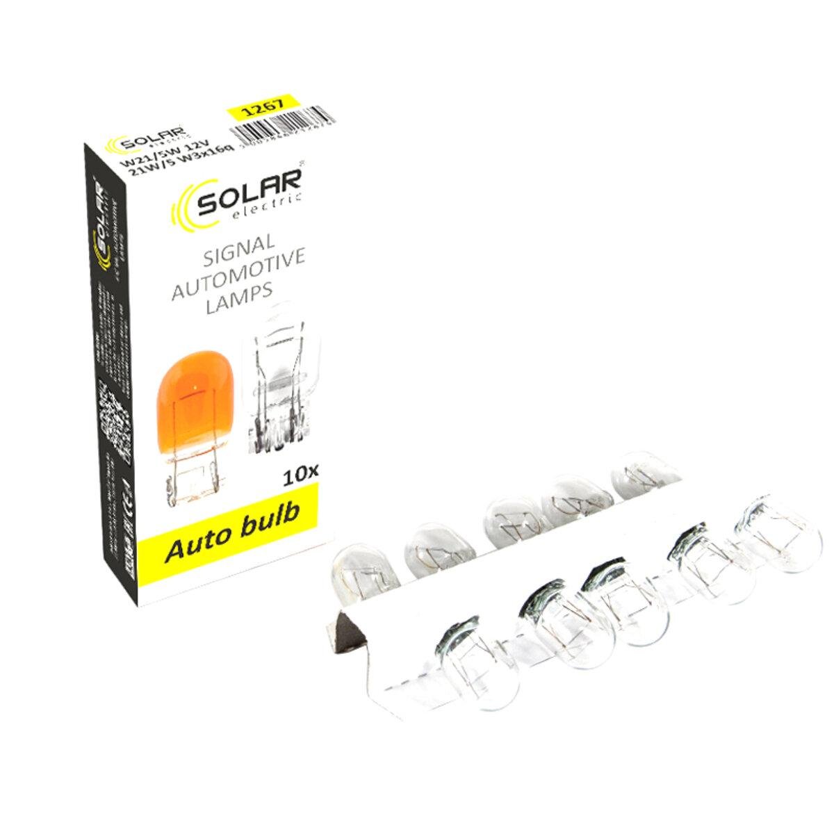 Автомобільні лампи розжарювання Solar W21/5W 12V W3x16d 10 шт. (1800)