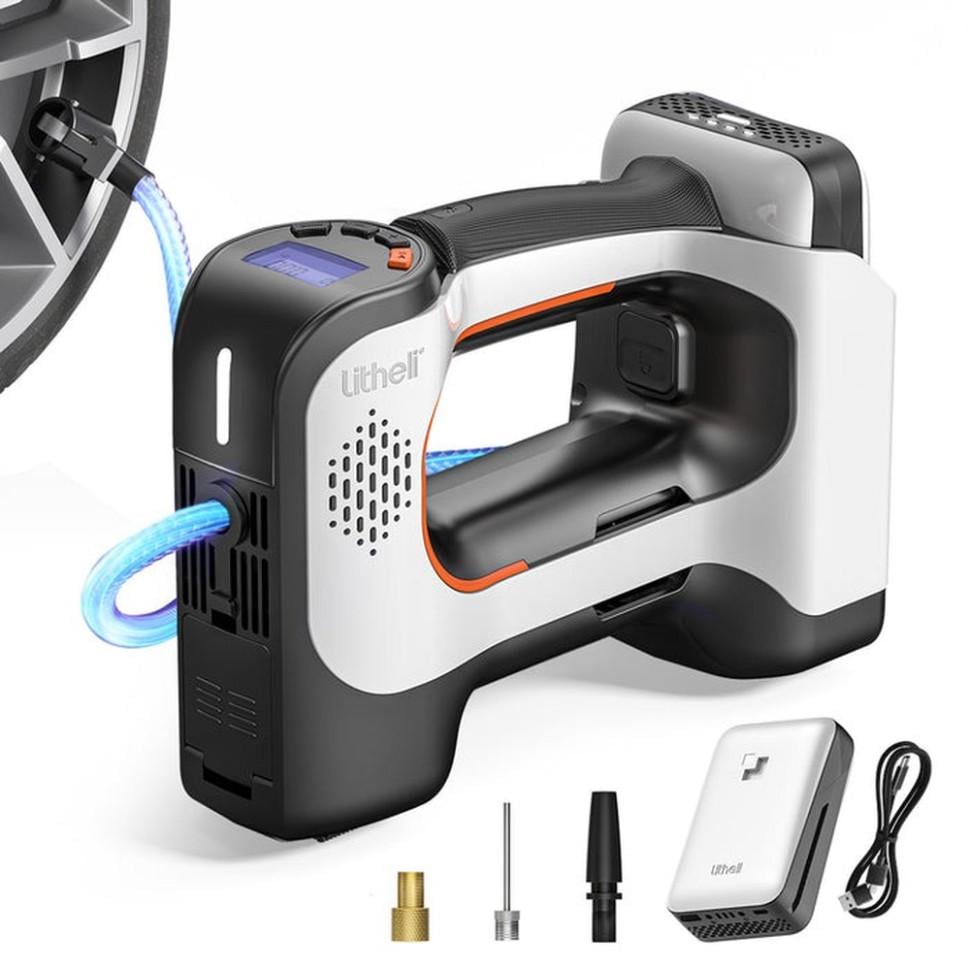 Насос автомобильный аккумуляторный Litheli с фонарем 20000 mAh 45W 2А (26997625)