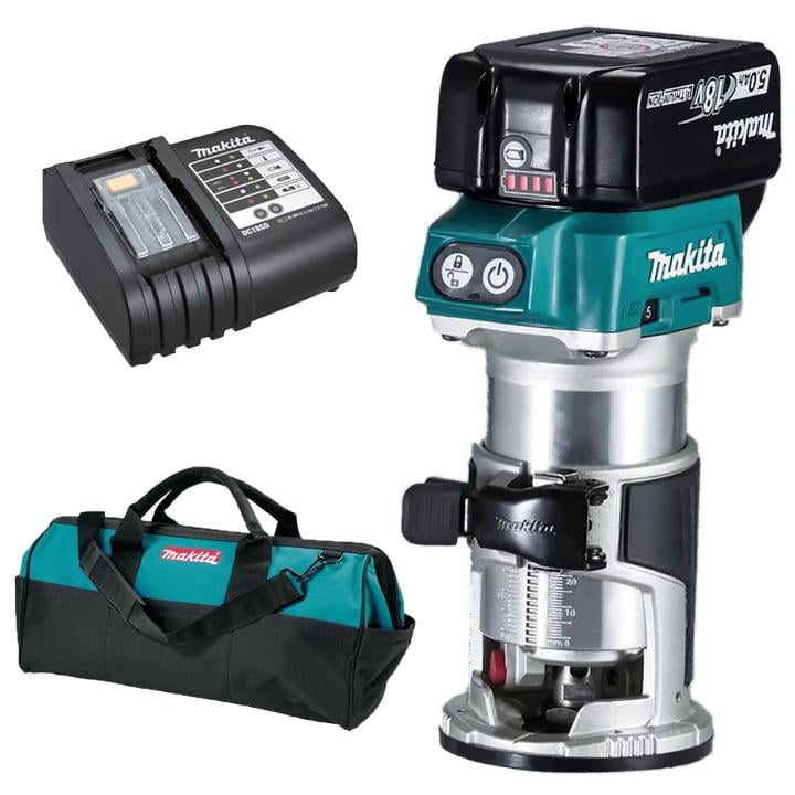 Акумуляторний Кромочный фрезер Makita DRT50SFX8 LXT (6-8 мм) + АКБ, Зарядное устройство DS18SD, Сумка (4268)