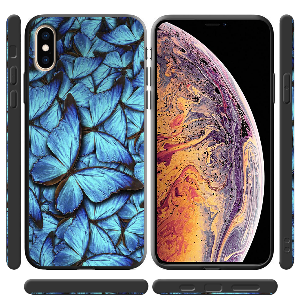 Чохол Boxface iPhone XS Лазурні Метелики Чорний силікон (35413-up1550-38046) - фото 2