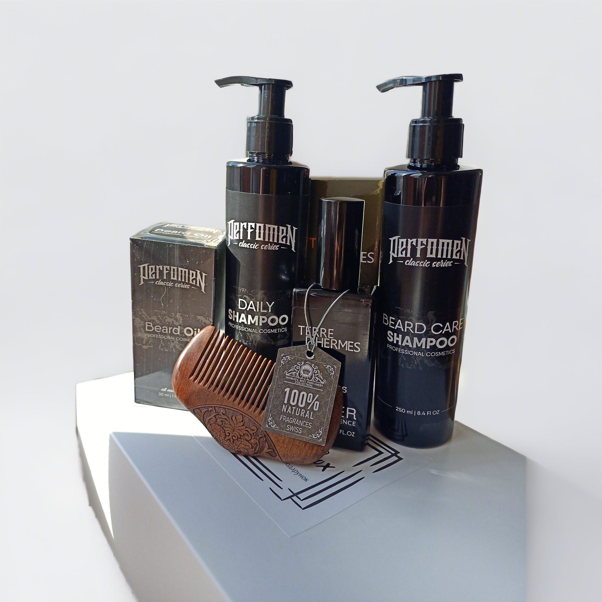 Подарочный набор мужской уход за бородой и волосами парфюм Terre D'Hermes (0016М)