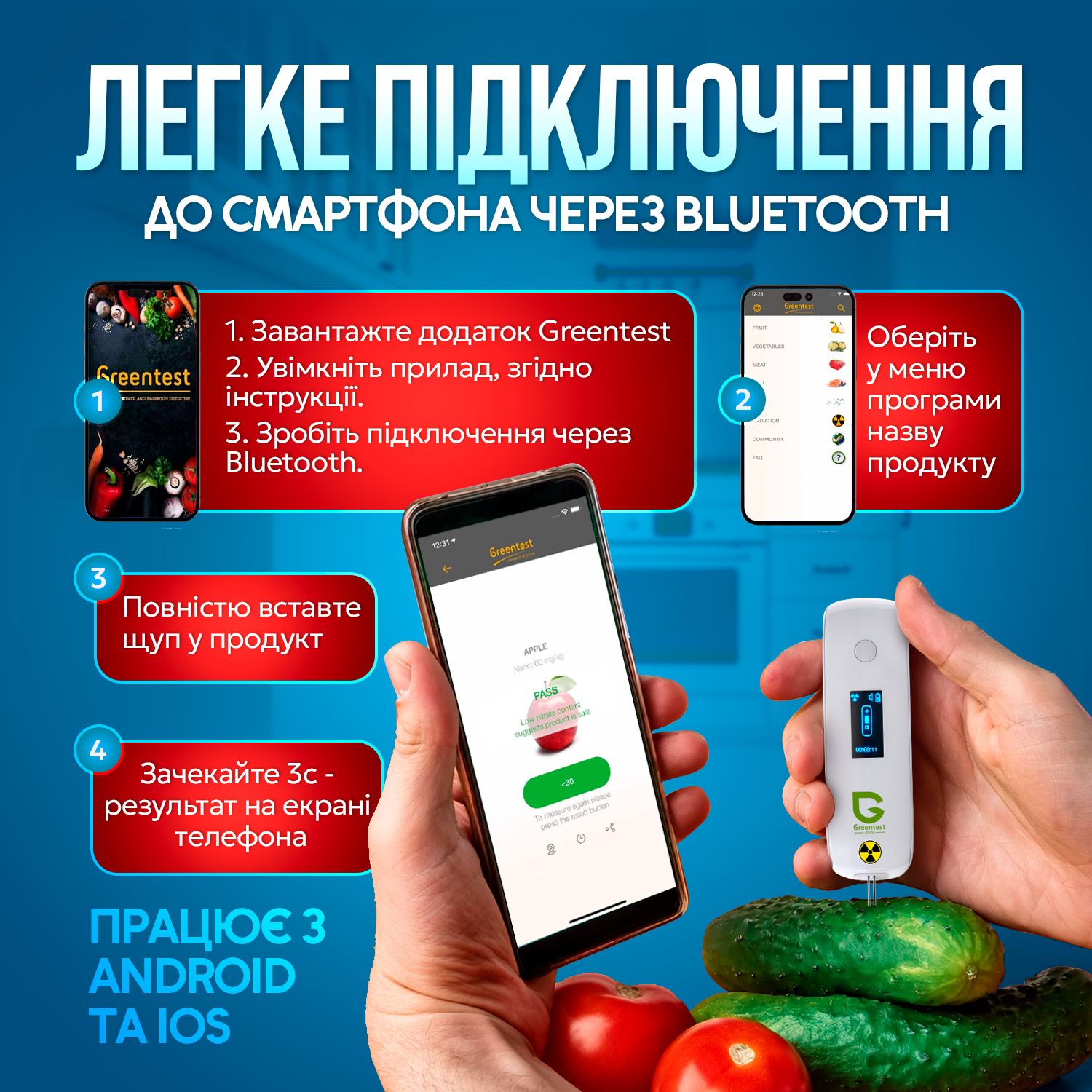 Екотестер Greentest Mini ECO нітратомір дозиметр вимірювач жорсткості води 3в1 - фото 9