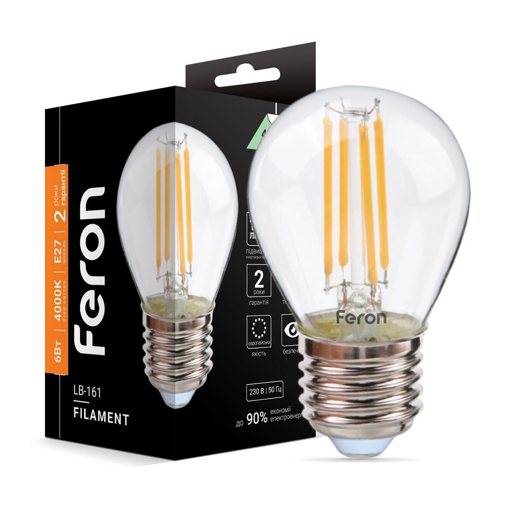 Светодиодная лампа Feron Filament LB-161 6 Вт E27 4000K (15185)
