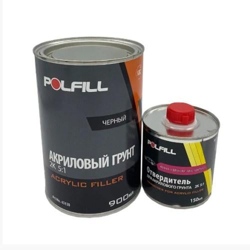 Грунт акриловий Polfill 5:1 Eco 0,75 л Чорний + зат 0,15 л (00000059928)