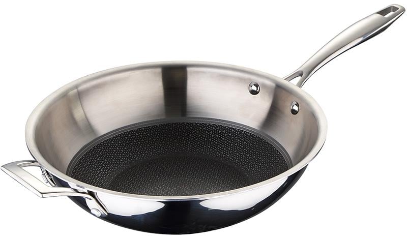 Сковорода-вок MasterPro Hi-tech3 Ø 28 см из нержавеющей стали с антипригарным покрытием (BGMP-1634)