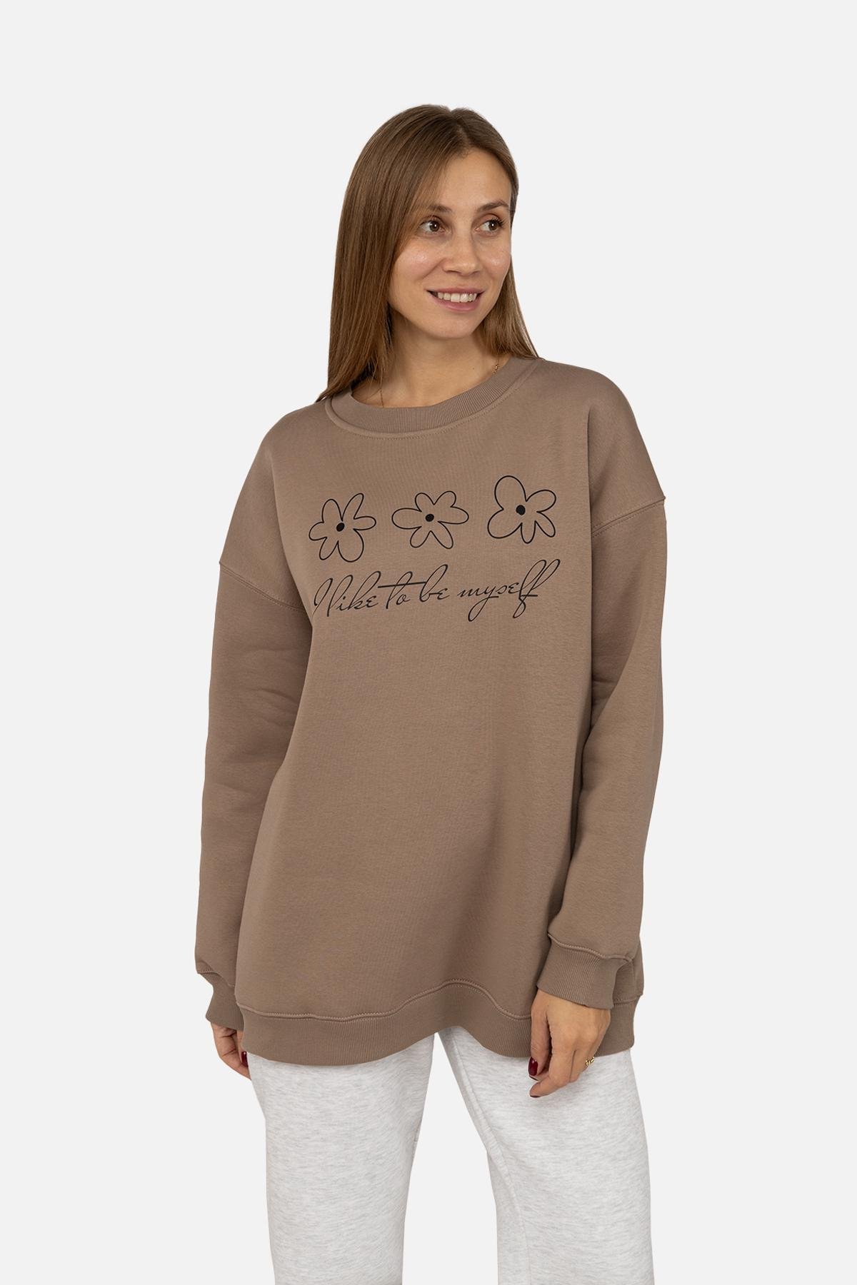 Свитшот женский ЦБ-00263184 р. 48 Коричневый (SKT001028285)