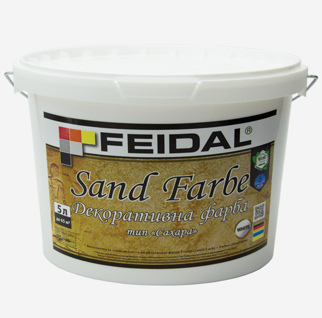 Краска интерьерная декоративная Feidal Sand Farbe 5 л Белый